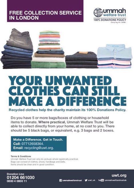 UWT Clothes Collection Leaflet